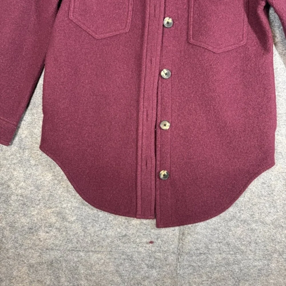 Wilfred Free The Ganna Burgundy Merino Wool Shirt Jacket XS Cozy Shacket